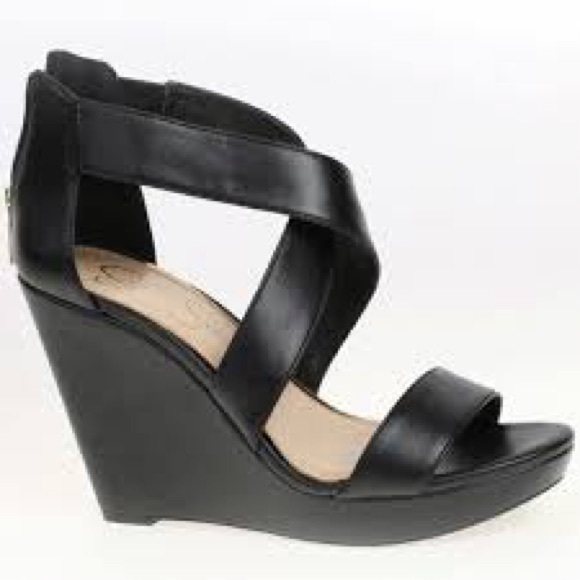 Jessica Simpson Black Wedges Heels Size 6.5 - Picture 1 of 1